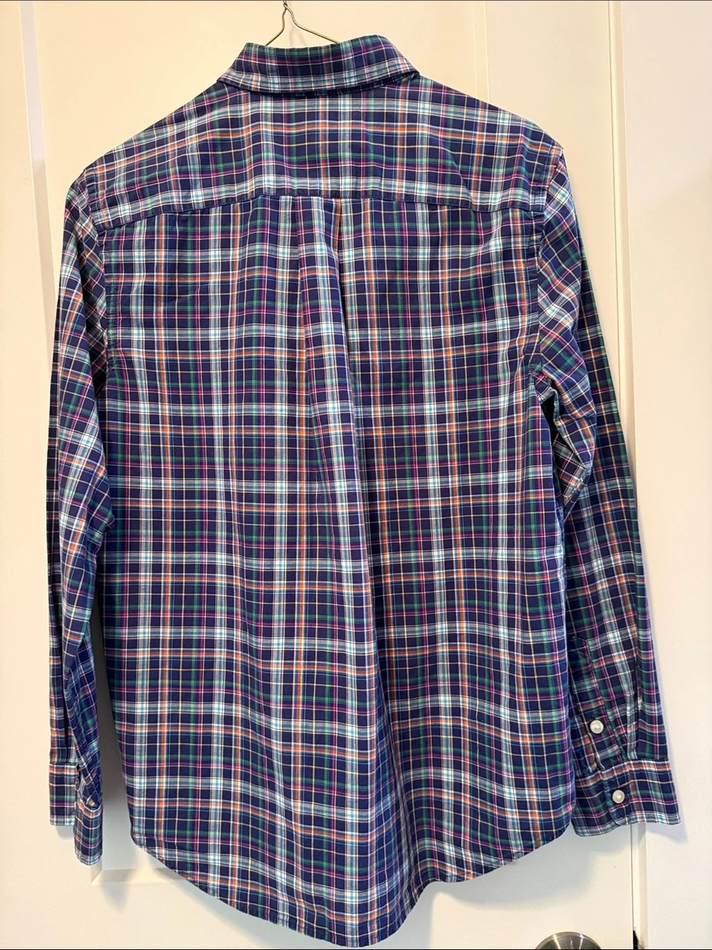 Polo by Ralph Lauren Boys Green & Navy Plaid Button-Down Shirt size L  14/16